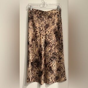Molly Green Leopard Midi Satin Slip Skirt